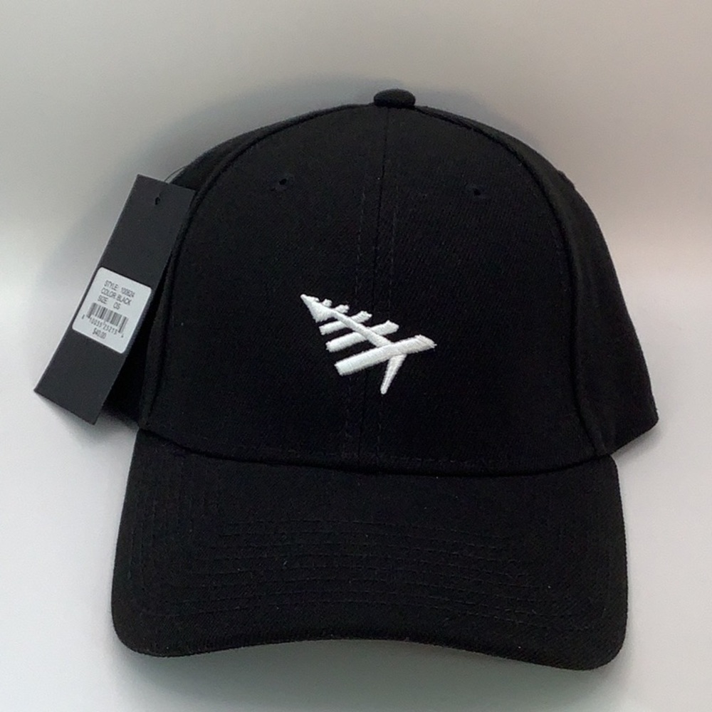NWOT Paper Planes Black Icon II Dad Twill Adjustable Hat w/White Logo Cap